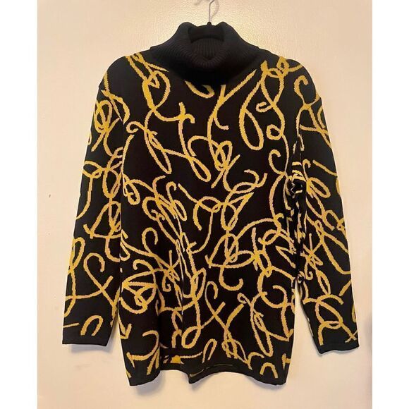 Rare vintage Monde 80’s graphic wool turtle neck size 40/L - Picture 1 of 11